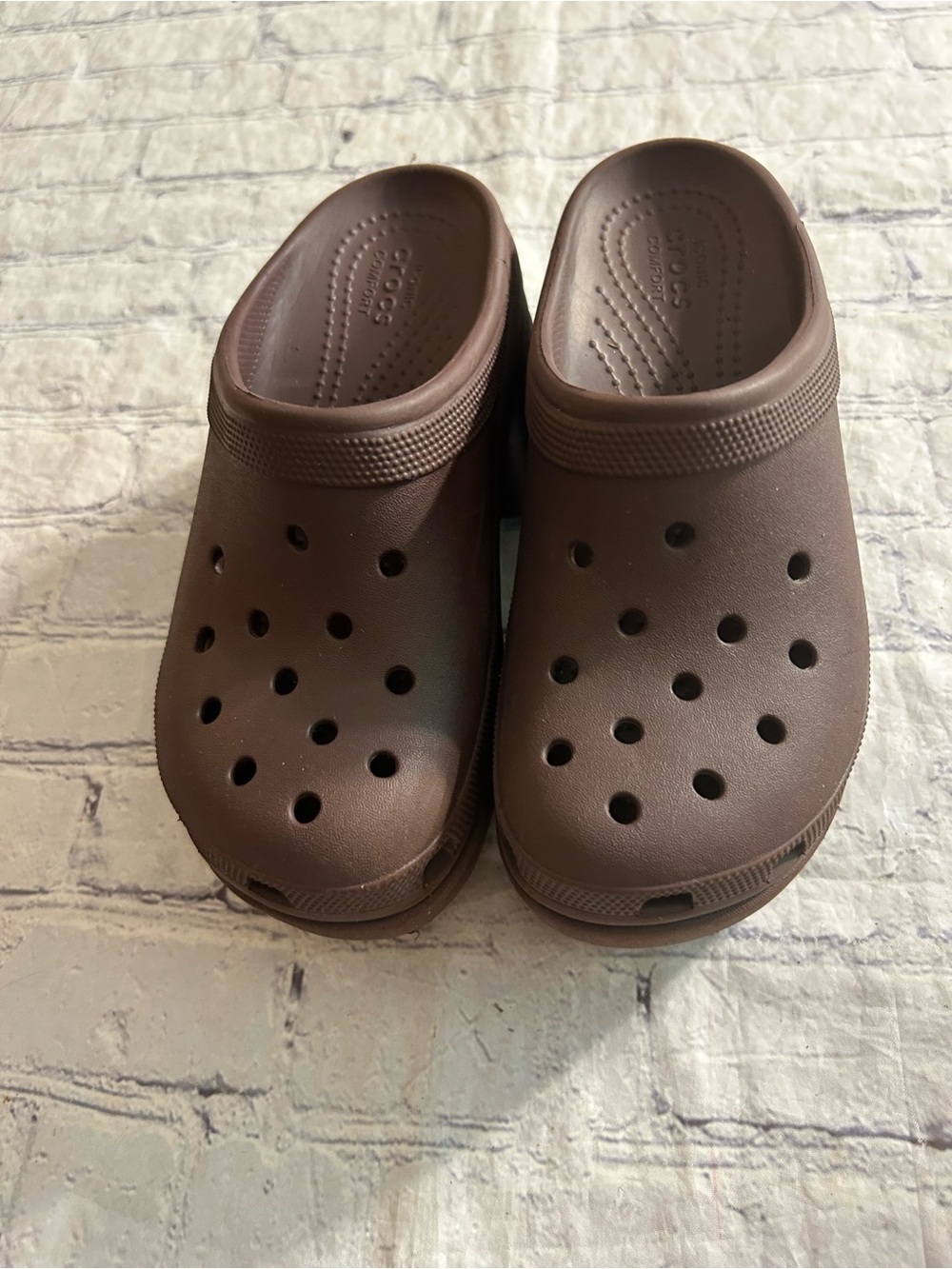 CROCS ICONIC COMFORT SIREN PLATFORM CLOGS AMIS BLOCK HEEL CHOCOLATE BROWN M4 W6 - Picture 4 of 12
